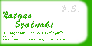 matyas szolnoki business card